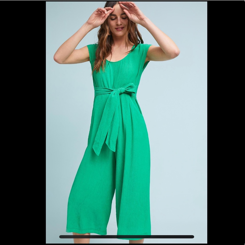 NWOT Abbey Green Crepe Jumpsuit Anthropologie
